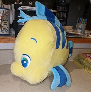 Sega Japan Disney Little Mermaid Flounder fish plush toy stuffed animal large 